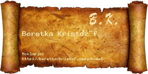 Beretka Kristóf névjegykártya